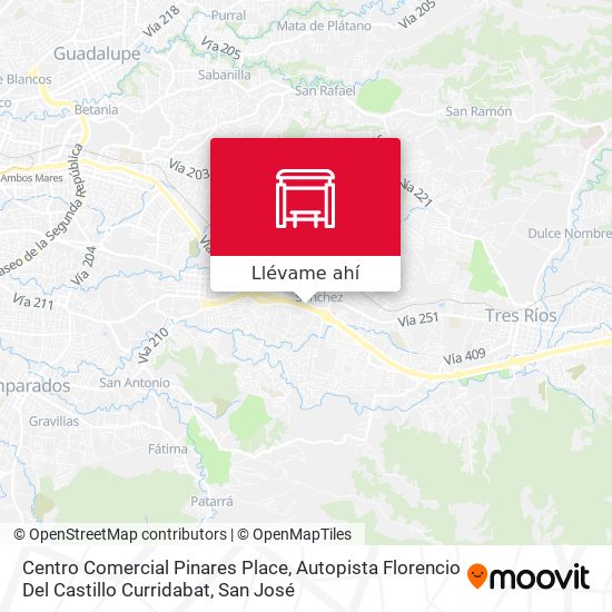 Mapa de Centro Comercial Pinares Place, Autopista Florencio Del Castillo Curridabat