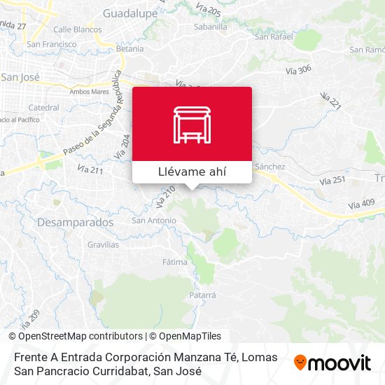 Mapa de Frente A Entrada Corporación Manzana Té, Lomas San Pancracio Curridabat