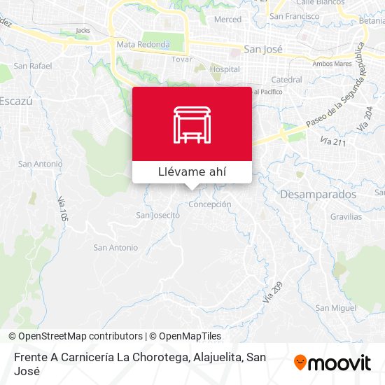 Mapa de Frente A Carnicería La Chorotega, Alajuelita