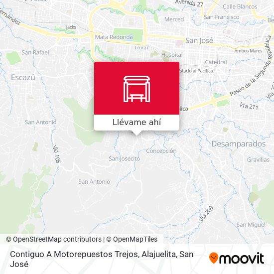 Mapa de Contiguo A Motorepuestos Trejos, Alajuelita