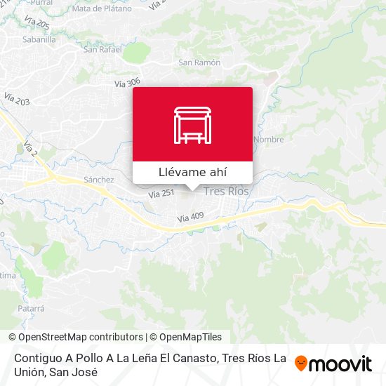 Mapa de Contiguo A Pollo A La Leña El Canasto, Tres Ríos La Unión