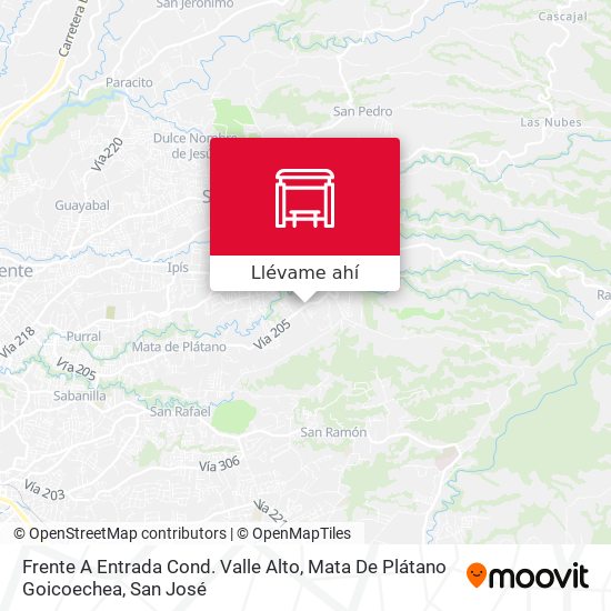 Mapa de Frente A Entrada Cond. Valle Alto, Mata De Plátano Goicoechea