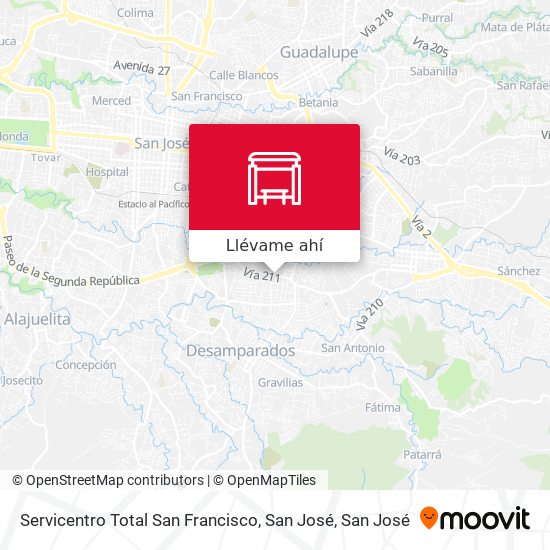 Mapa de Servicentro Total San Francisco, San José