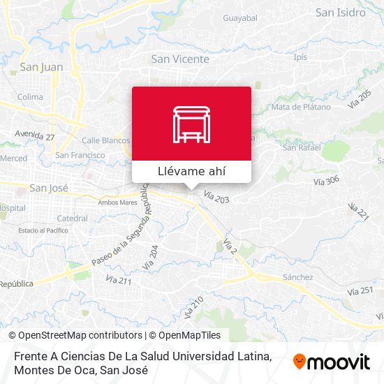Mapa de Frente A Ciencias De La Salud Universidad Latina, Montes De Oca