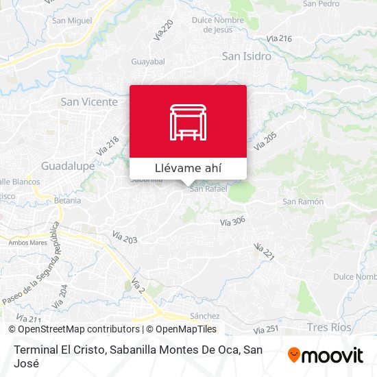 Mapa de Terminal El Cristo, Sabanilla Montes De Oca