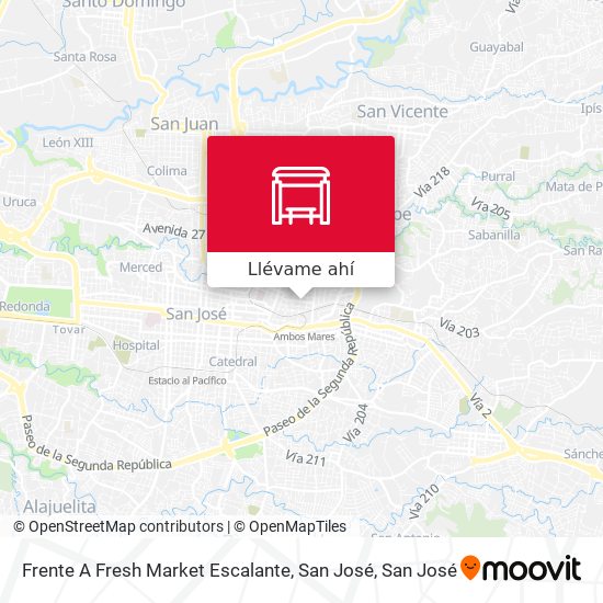 Mapa de Frente A Fresh Market Escalante, San José