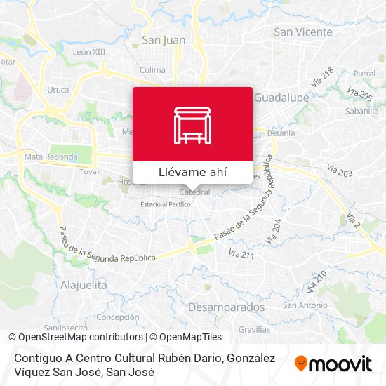 Mapa de Contiguo A Centro Cultural Rubén Dario, González Víquez San José