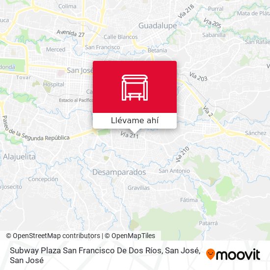 Mapa de Subway Plaza San Francisco De Dos Ríos, San José