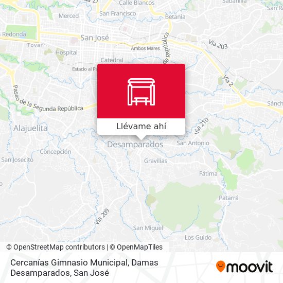 Mapa de Cercanías Gimnasio Municipal, Damas Desamparados