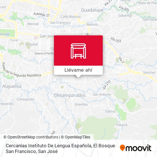 Mapa de Cercanías Instituto De Lengua Española, El Bosque San Francisco