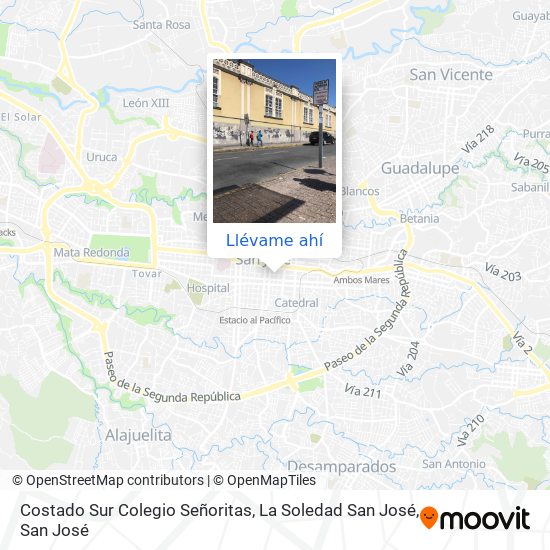 Mapa de Costado Sur Colegio Señoritas, La Soledad San José