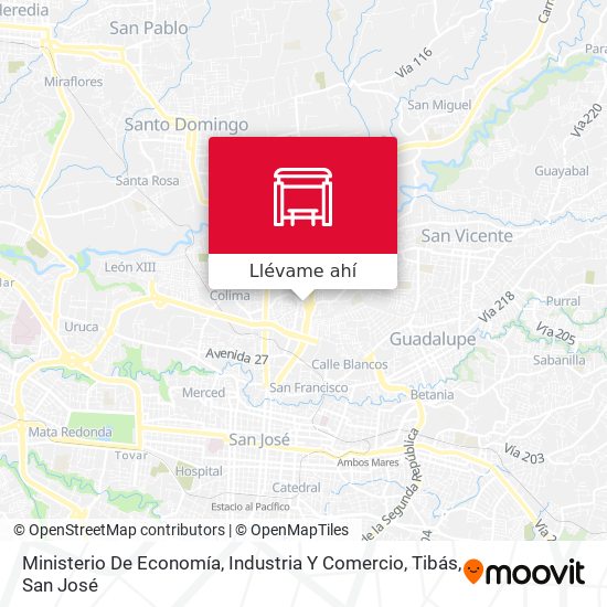 Mapa de Ministerio De Economía, Industria Y Comercio, Tibás