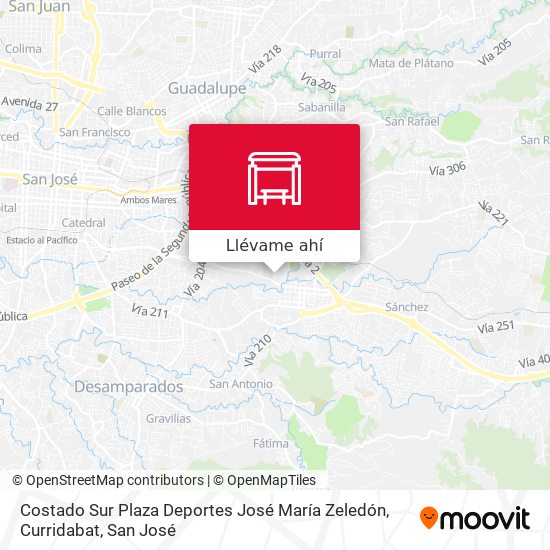 Mapa de Costado Sur Plaza Deportes José María Zeledón, Curridabat