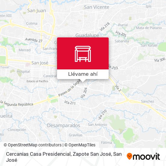 Mapa de Cercanías Casa Presidencial, Zapote San José