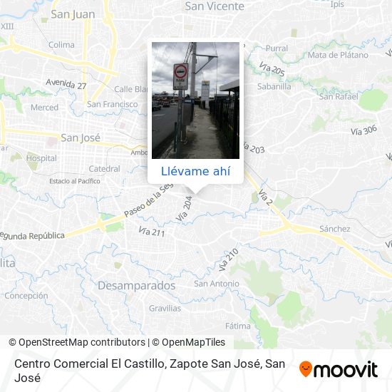 Mapa de Centro Comercial El Castillo, Zapote San José