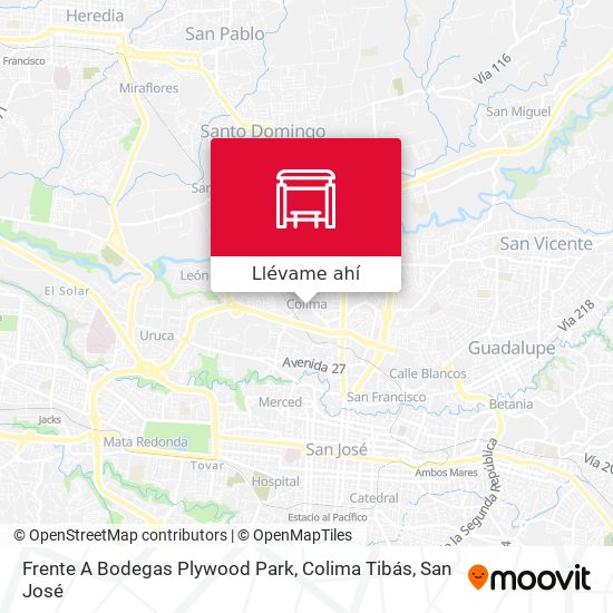Mapa de Frente A Bodegas Plywood Park, Colima Tibás