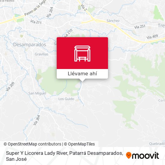 Mapa de Super Y Licorera Lady River, Patarrá Desamparados