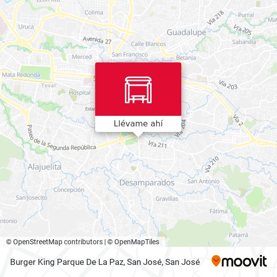 Mapa de Burger King Parque De La Paz, San José