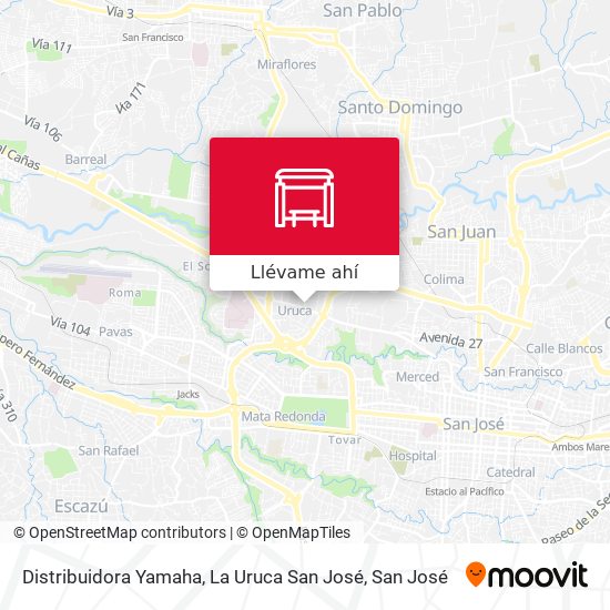 Mapa de Distribuidora Yamaha, La Uruca San José