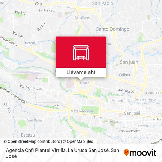 Mapa de Agencia Cnfl Plantel Virrilla, La Uruca San José