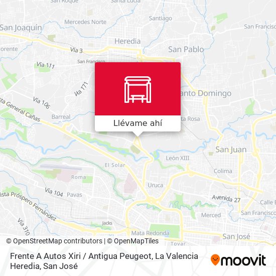 Mapa de Frente A Autos Xiri / Antigua Peugeot, La Valencia Heredia