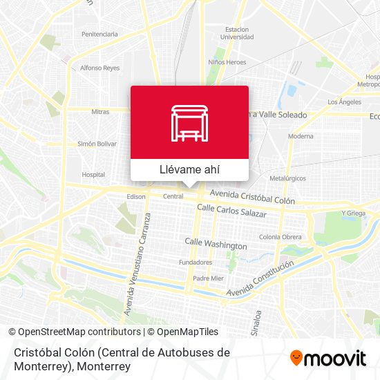 Mapa de Cristóbal Colón (Central de Autobuses de Monterrey)