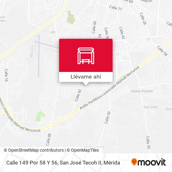 Mapa de Calle 149 Por 58 Y 56, San José Tecoh II