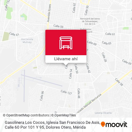 Mapa de Gasolinera Los Cocos, Iglesia San Francisco De Asís, Calle 60 Por 101 Y 95, Dolores Otero