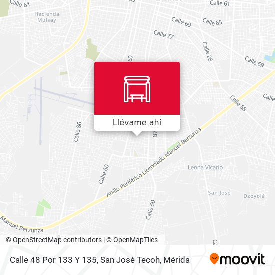 Mapa de Calle 48 Por 133 Y 135, San José Tecoh