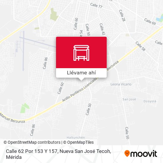 Mapa de Calle 62 Por 153 Y 157, Nueva San José Tecoh