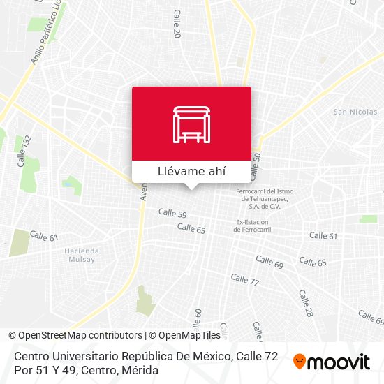 Mapa de Centro Universitario República De México, Calle 72 Por 51 Y 49, Centro
