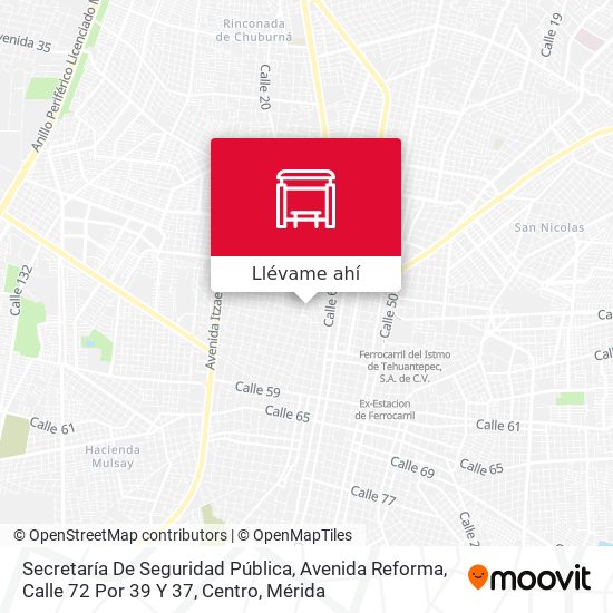 Mapa de Secretaría De Seguridad Pública, Avenida Reforma, Calle 72 Por 39 Y 37, Centro