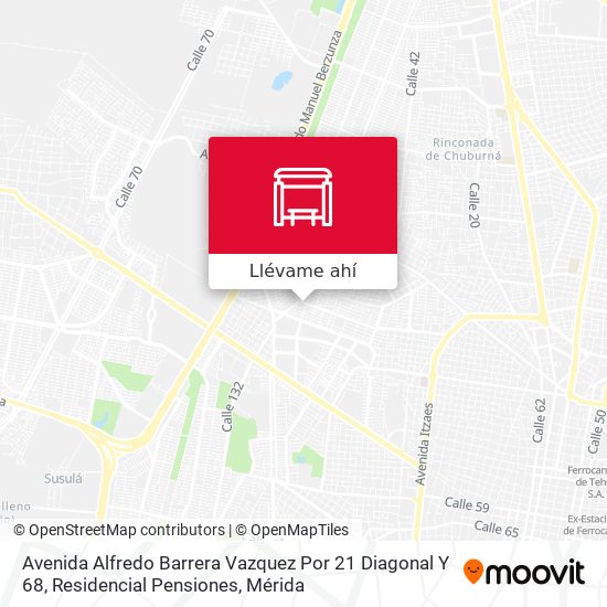 Mapa de Avenida Alfredo Barrera Vazquez Por 21 Diagonal Y 68, Residencial Pensiones