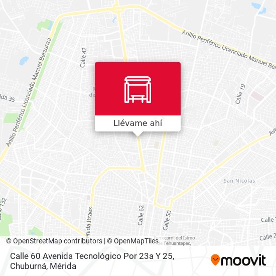 Mapa de Calle 60 Avenida Tecnológico Por 23a Y 25, Chuburná