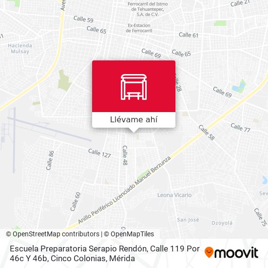 Mapa de Escuela Preparatoria Serapio Rendón, Calle 119 Por 46c Y 46b, Cinco Colonias