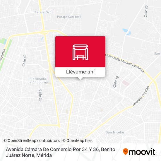 Mapa de Avenida Cámara De Comercio Por 34 Y 36, Benito Juárez Norte