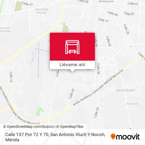 Mapa de Calle 137 Por 72 Y 70, San Antonio Xluch Y Nocoh