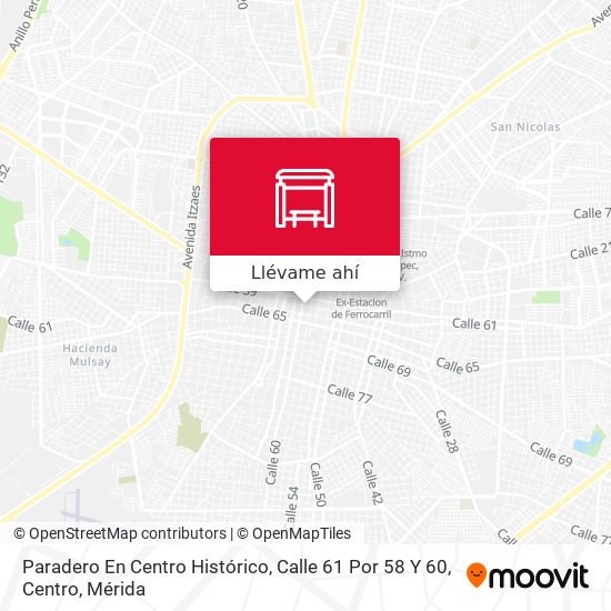 Mapa de Paradero En Centro Histórico, Calle 61 Por 58 Y 60, Centro