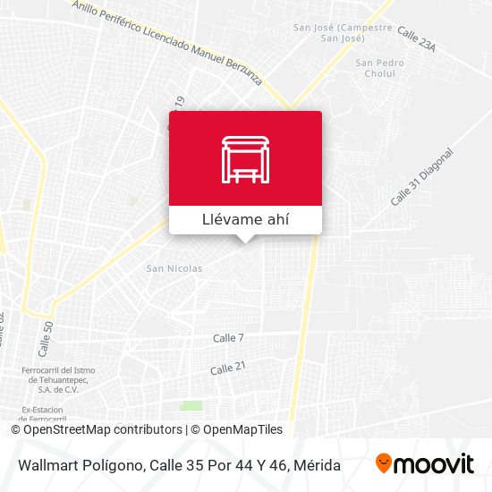 Mapa de Wallmart Polígono, Calle 35 Por 44 Y 46