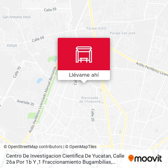 Mapa de Centro De Investigacion Cientifica De Yucatan, Calle 26a Por 1b Y ,1 Fraccionamiento Bugambilias