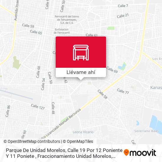 Mapa de Parque De Unidad Morelos, Calle 19 Por 12 Poniente Y 11 Poniete , Fraccionamiento Unidad Morelos