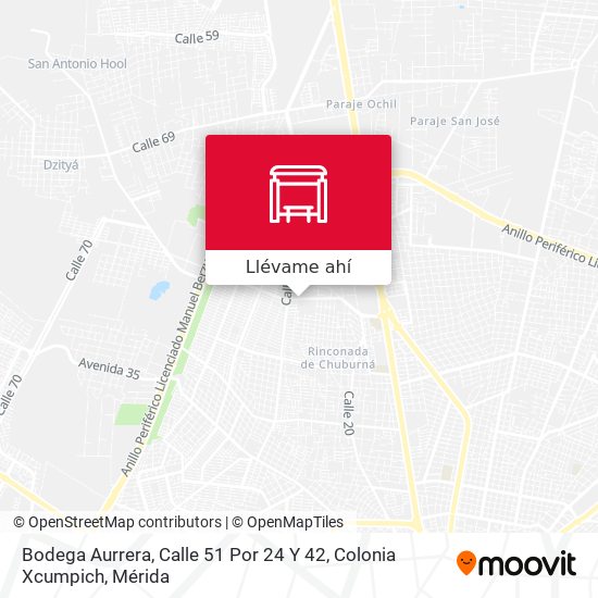 Mapa de Bodega Aurrera, Calle 51 Por 24 Y 42, Colonia Xcumpich