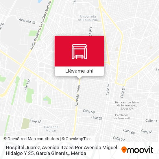 Mapa de Hospital Juarez, Avenida Itzaes Por Avenida Miguel Hidalgo Y 25, García Ginerés,