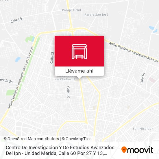Mapa de Centro De Investigacion Y De Estudios Avanzados Del Ipn - Unidad Mérida, Calle 60 Por 27 Y 13, Fraccionamiento Cordemex