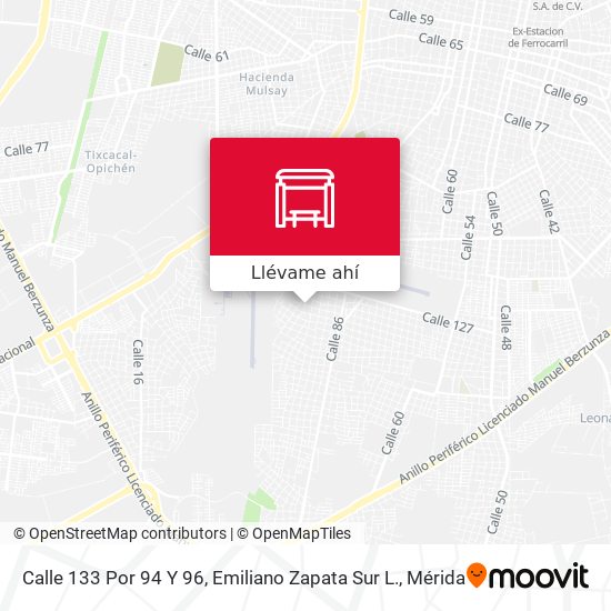 Mapa de Calle 133 Por 94 Y 96, Emiliano Zapata Sur L.