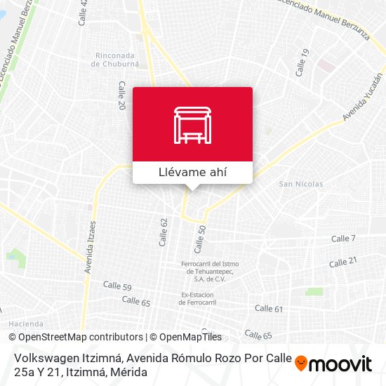 Mapa de Volkswagen Itzimná, Avenida Rómulo Rozo Por Calle 25a Y 21, Itzimná