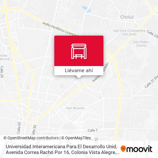 Mapa de Universidad Interamericana Para El Desarrollo Unid, Avenida Correa Rachó Por 16, Colonia Vista Alegre