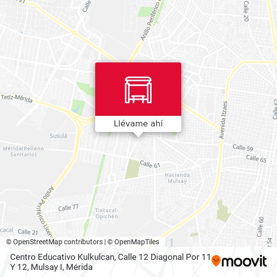 Mapa de Centro Educativo Kulkulcan, Calle 12 Diagonal Por 11 Y 12, Mulsay I