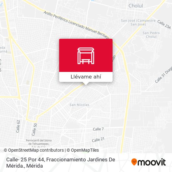 Mapa de Calle- 25 Por 44, Fraccionamiento Jardines De Mérida.