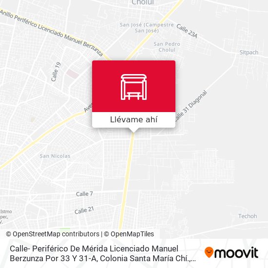 Mapa de Calle- Periférico De Mérida Licenciado Manuel Berzunza Por 33 Y 31-A, Colonia Santa María Chí.